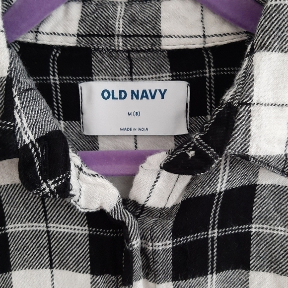 Old Navy Black White Plaid Collared Dress size 8 - Picture 3 of 9